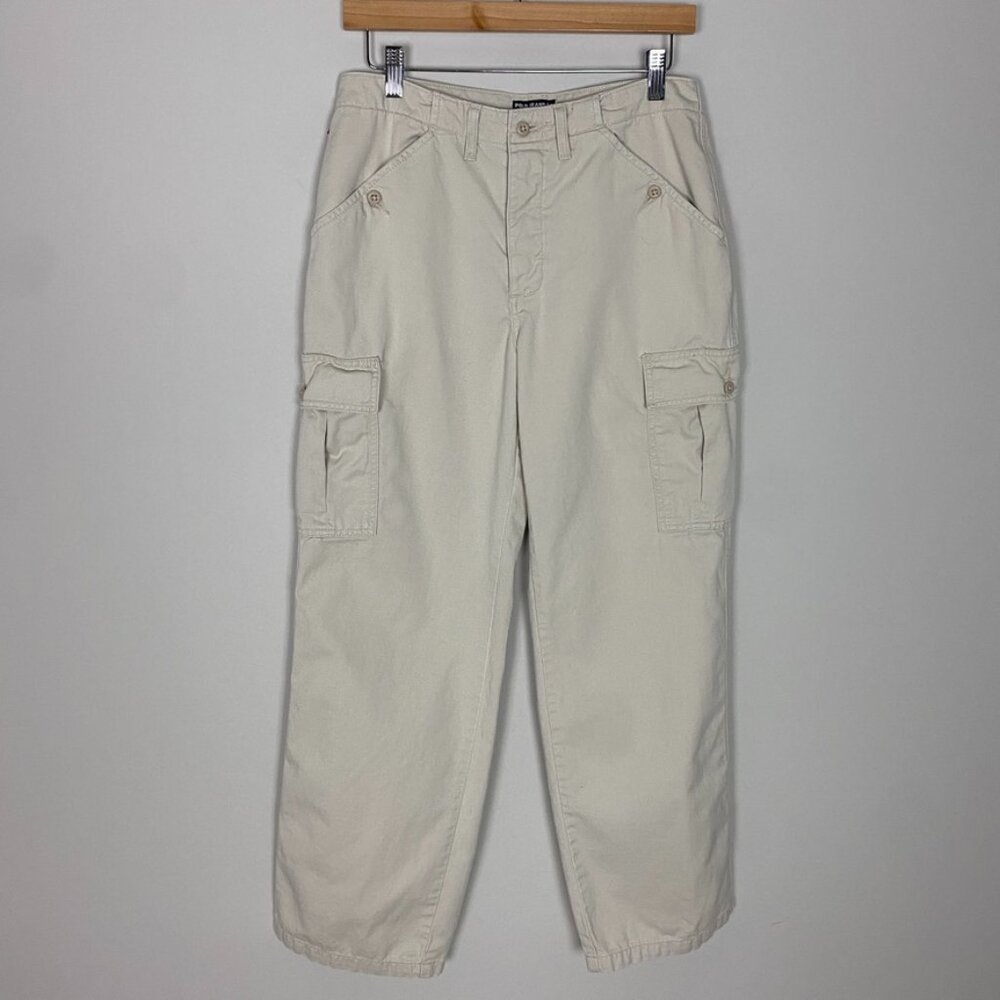 Vintage Polo Jeans Ralph Lauren Cargo Chino Pants Womens 6 Tan